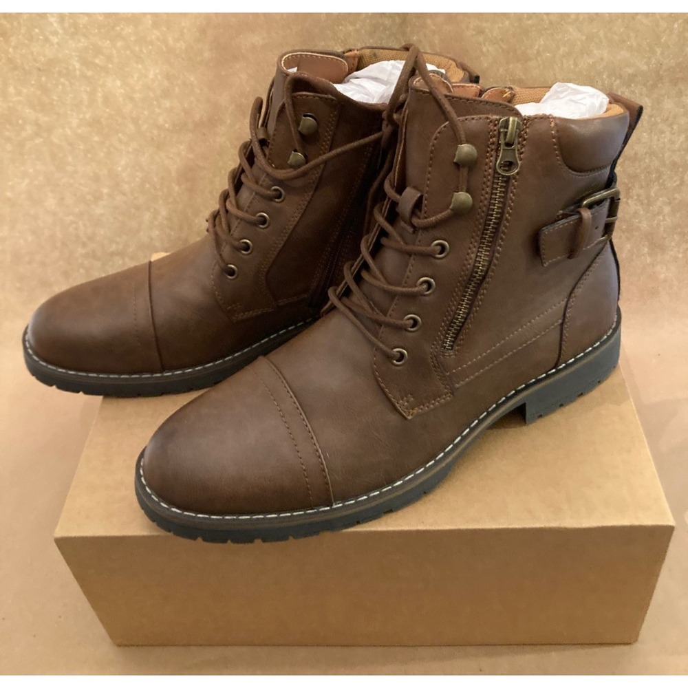 Vostey Milan Men's Dark Brown Casual Motorcycle Ankle Boots 10.5 BMY678A NEW